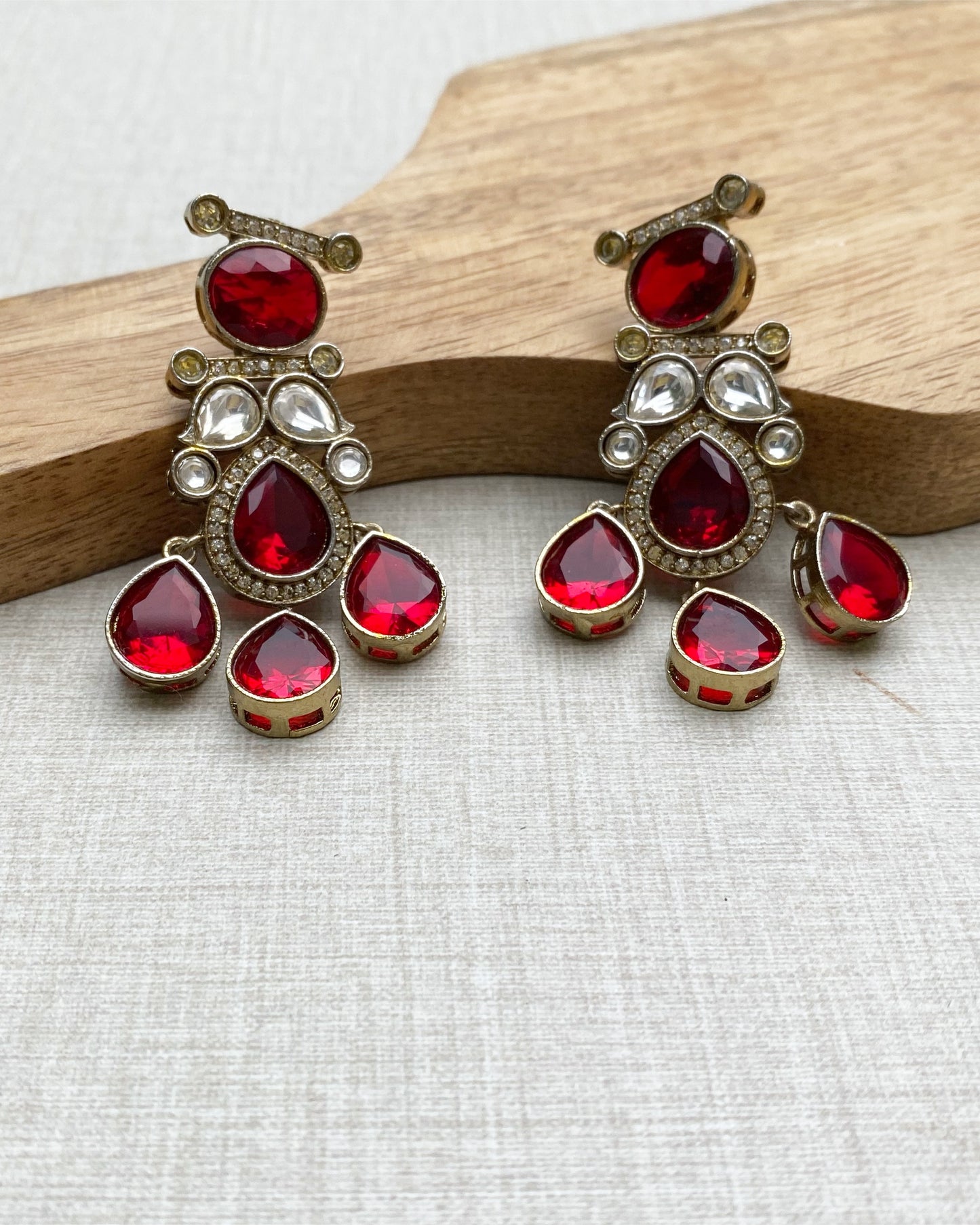 Deep Red Regent Kundan Earring