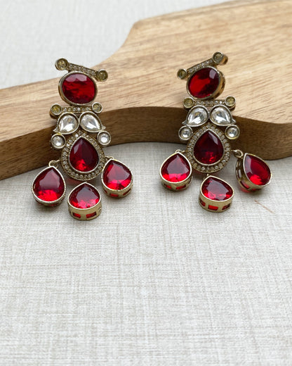 Deep Red Regent Kundan Earring