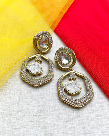 Golden Bloom Kundan Statement Earring