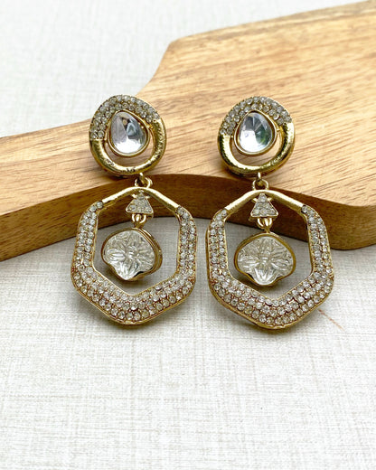 Golden Bloom Kundan Statement Earring