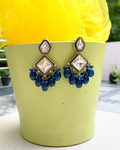 Deep Blue Prism Statement Earrings