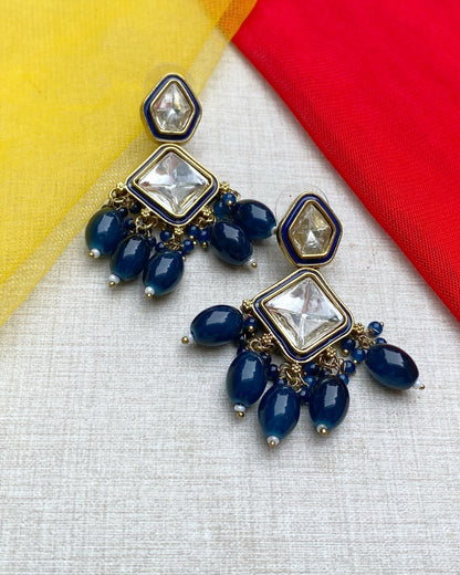 Deep Blue Prism Statement Earrings