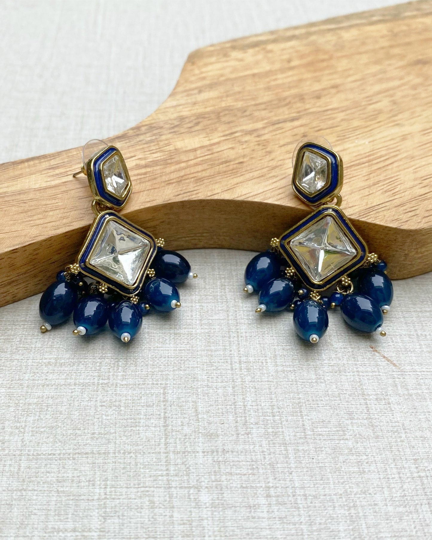 Deep Blue Prism Statement Earrings