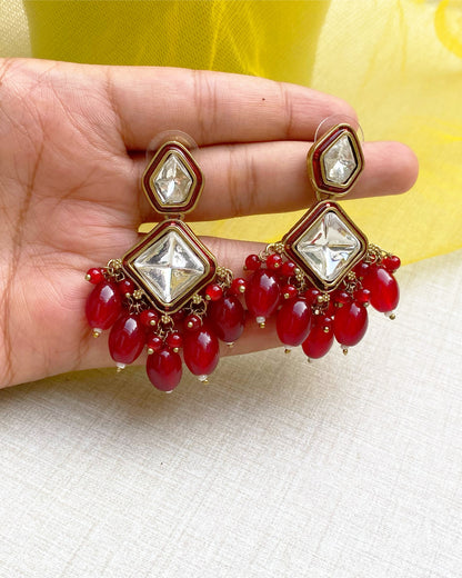 Deep Red Prism Statement Earrings
