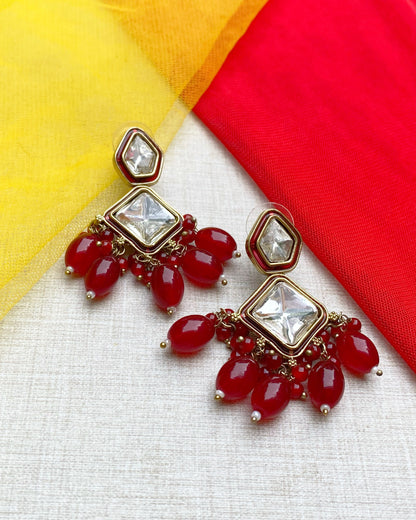 Deep Red Prism Statement Earrings