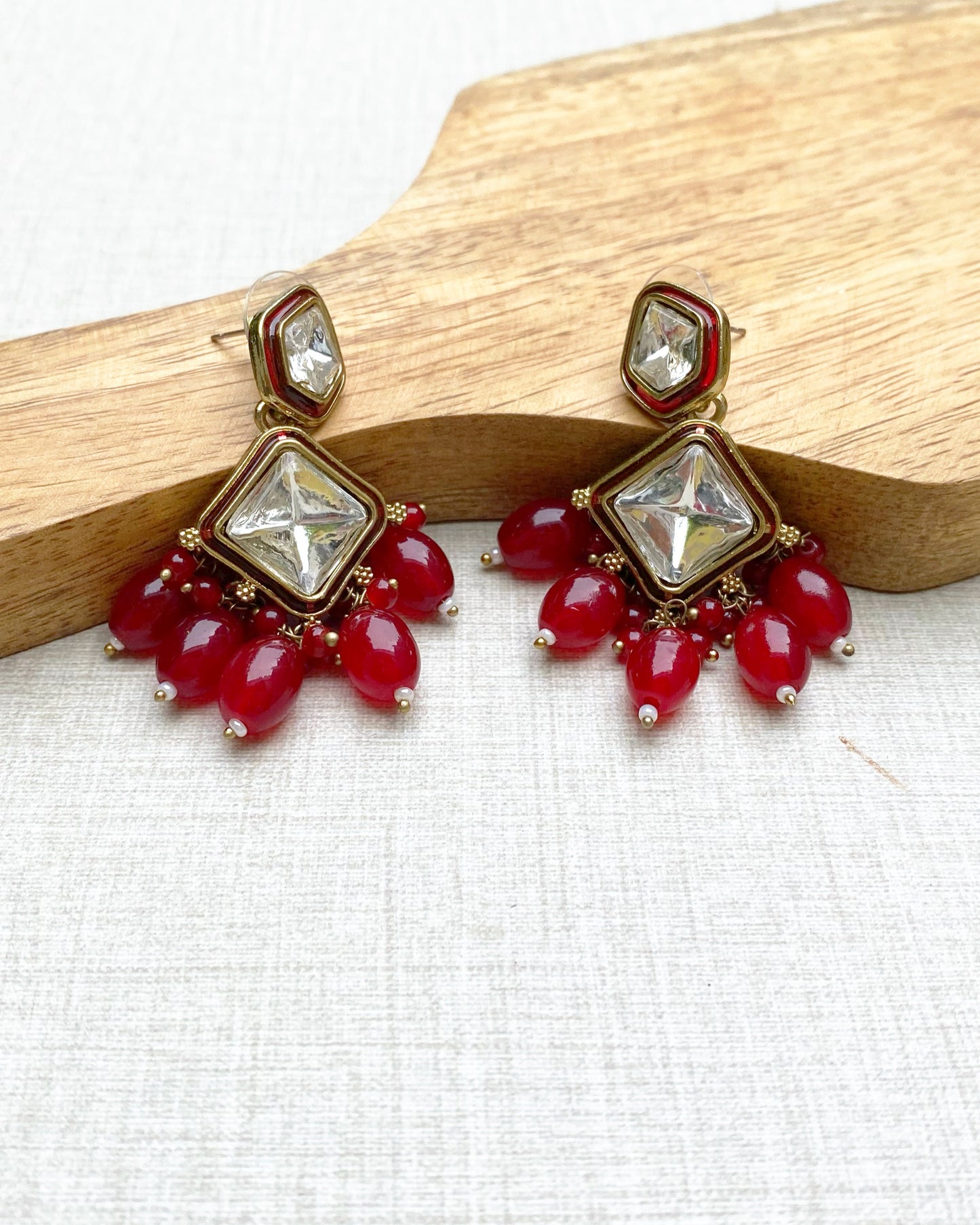 Deep Red Prism Statement Earrings
