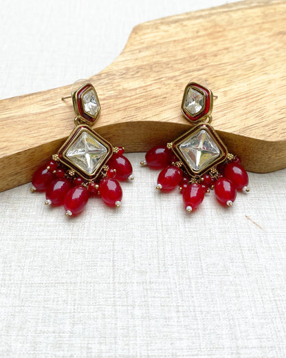 Deep Red Prism Statement Earrings