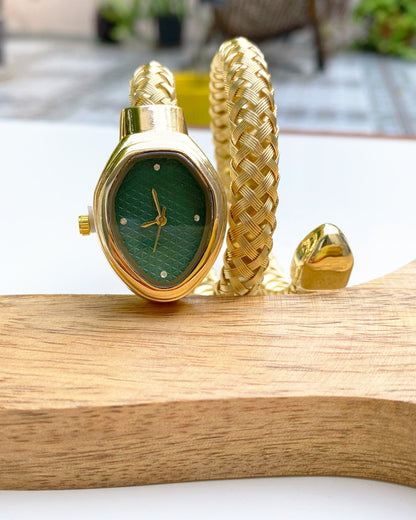 Snake-Motif Mesh Wrap Watch