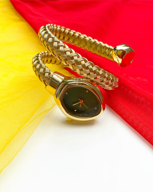 Snake-Motif Mesh Wrap Watch