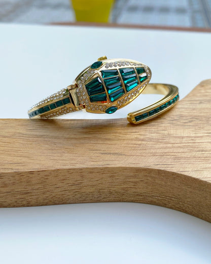 Emerald Serpent Cuff Bracelet Watch