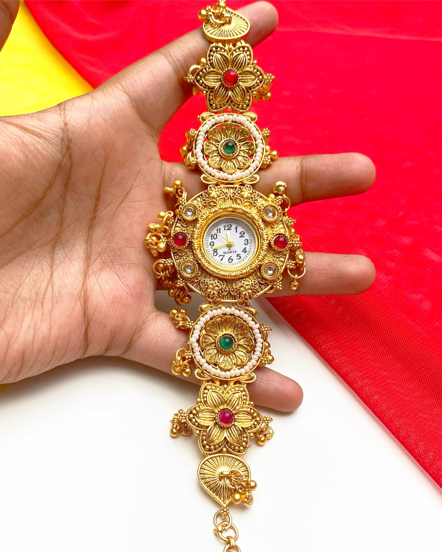 Antique Gold Floral Bracelet Watch