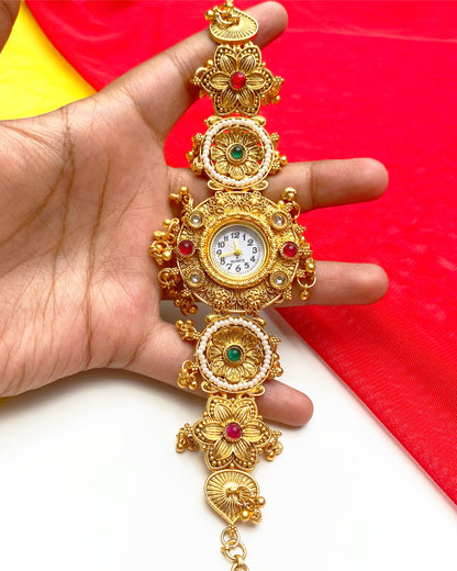 Antique Gold Floral Bracelet Watch