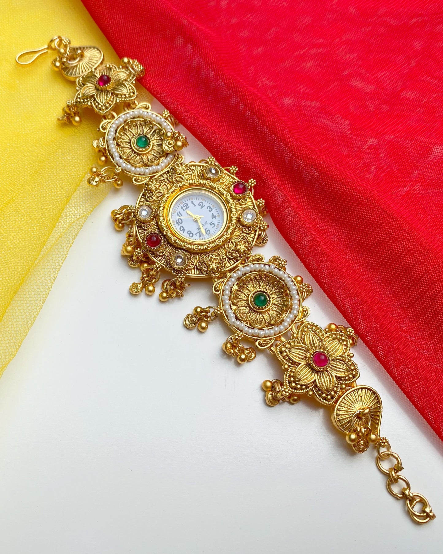 Antique Gold Floral Bracelet Watch