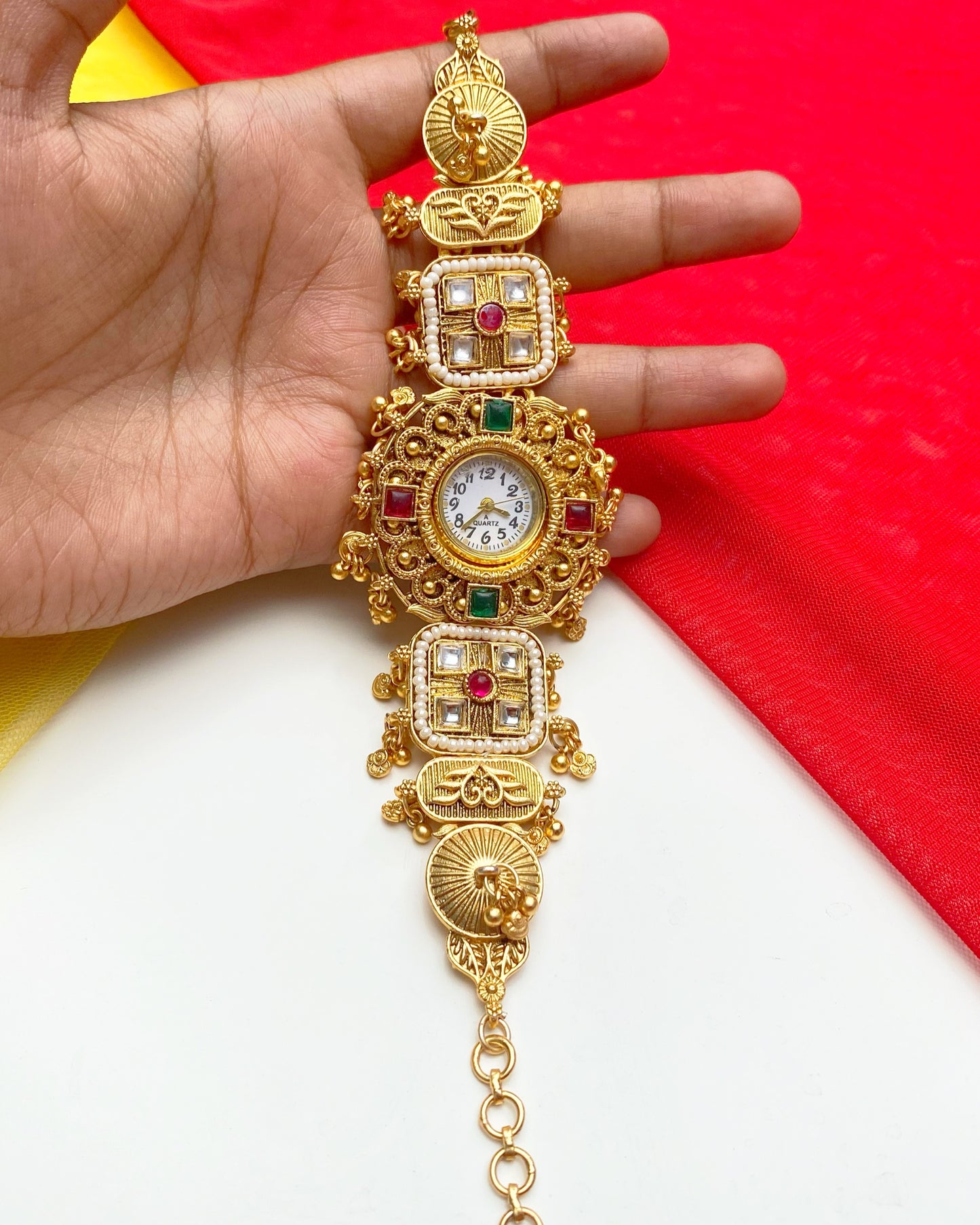 Royal Temple Kundan Bracelet Watch