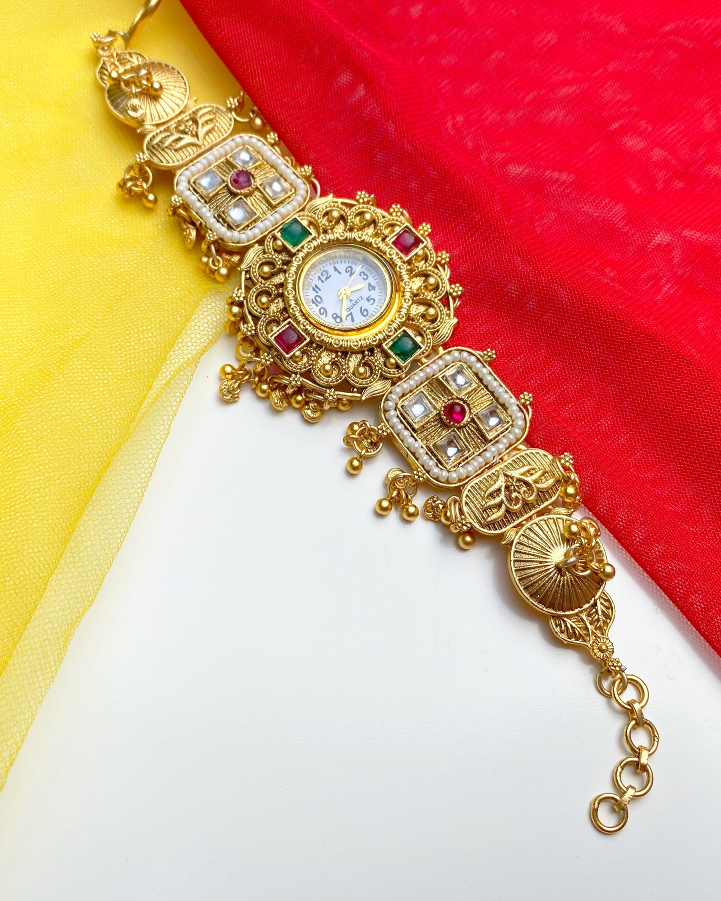 Royal Temple Kundan Bracelet Watch