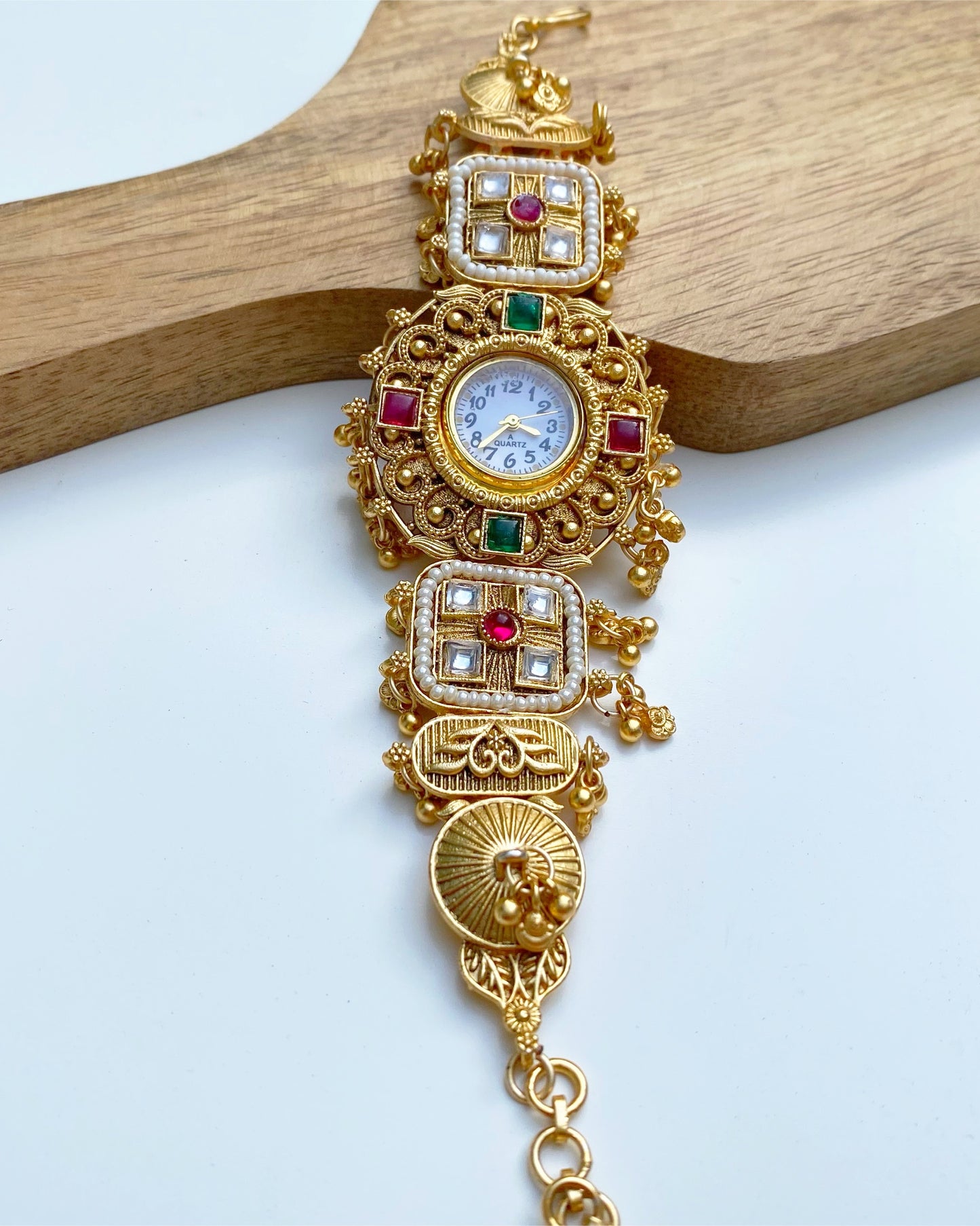 Royal Temple Kundan Bracelet Watch