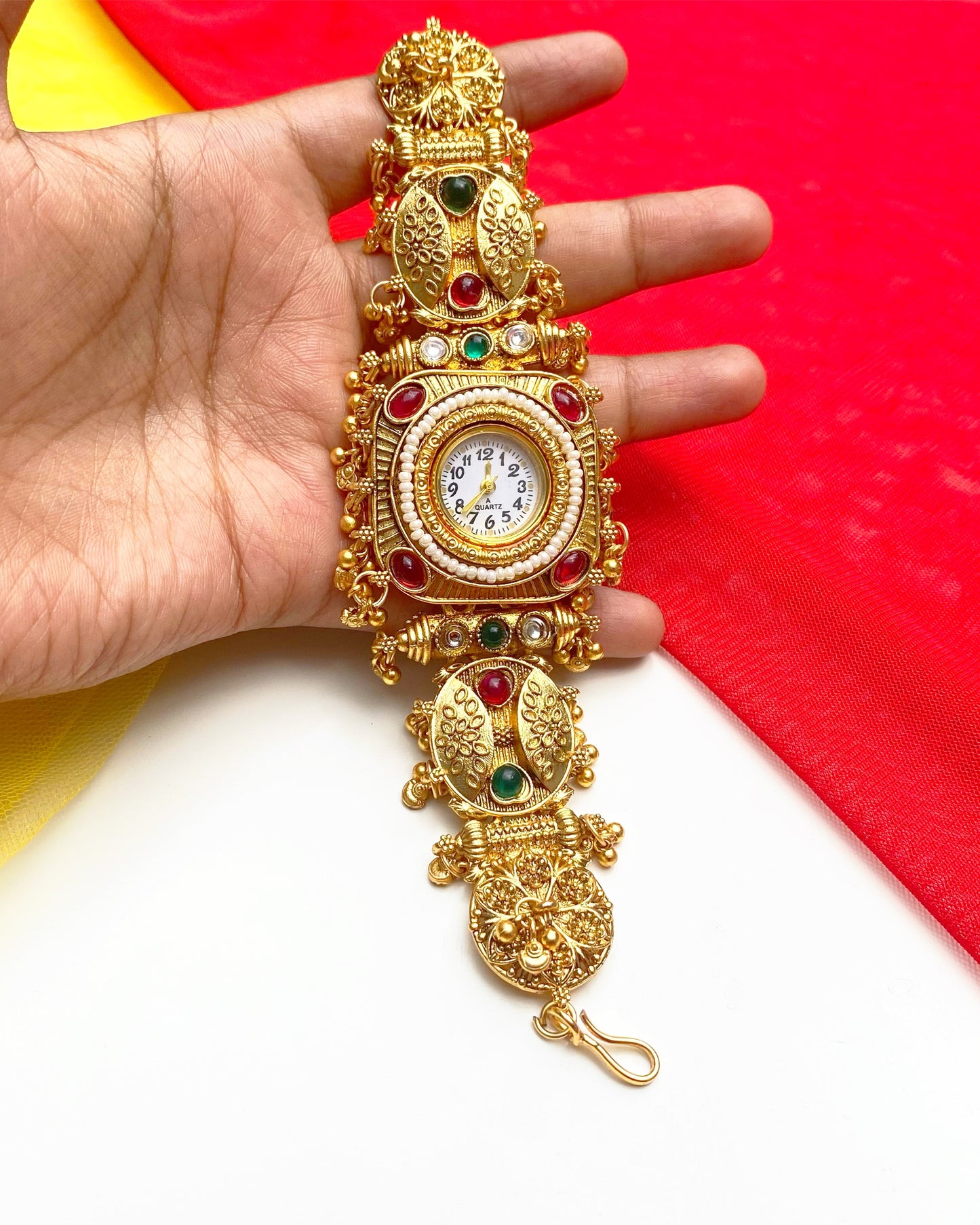 Royal Ruby & Emerald Accent Temple Watch