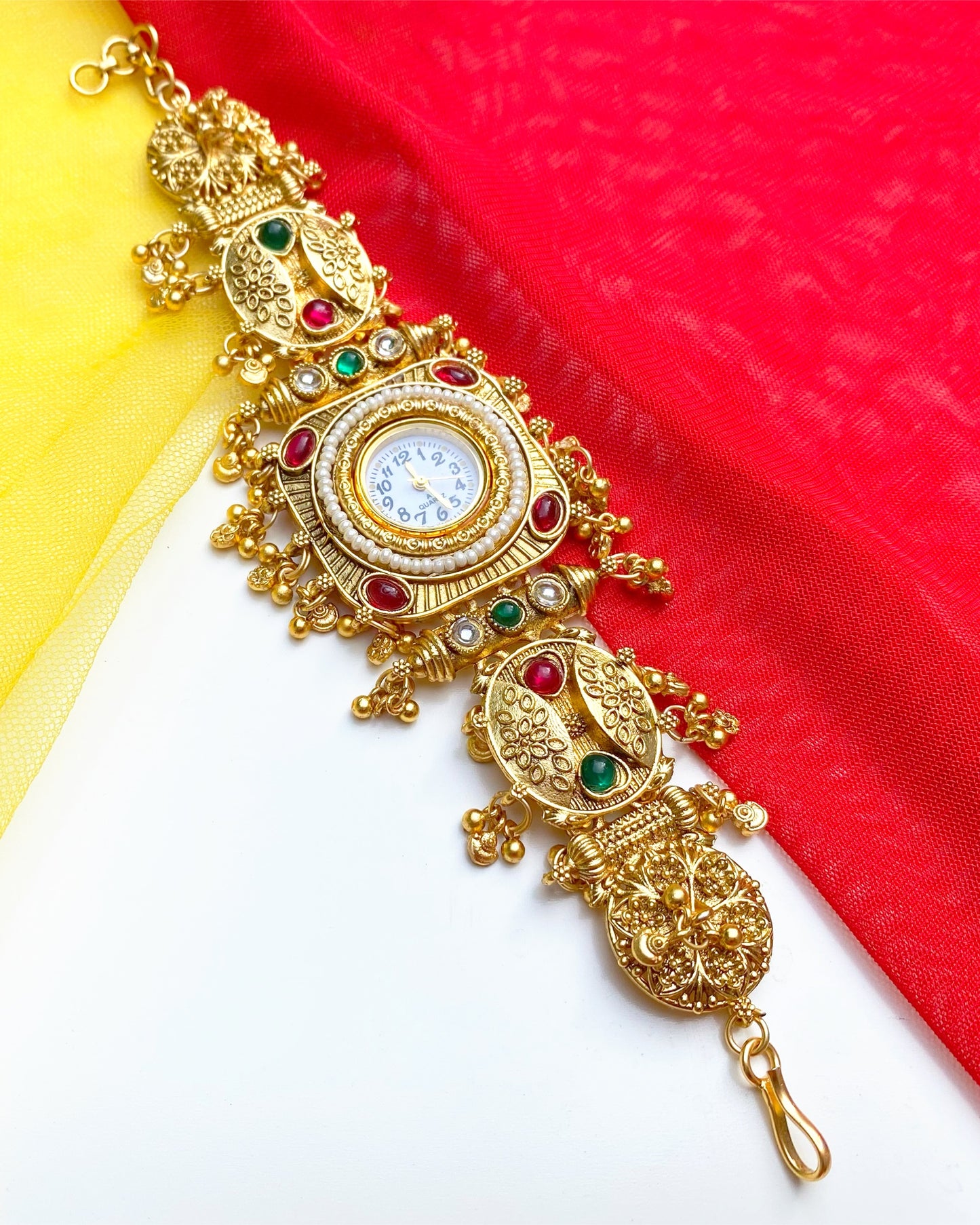 Royal Ruby & Emerald Accent Temple Watch