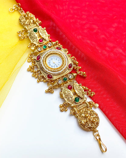 Royal Ruby & Emerald Accent Temple Watch