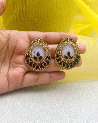Black Regal Teardrop Stud Earrings