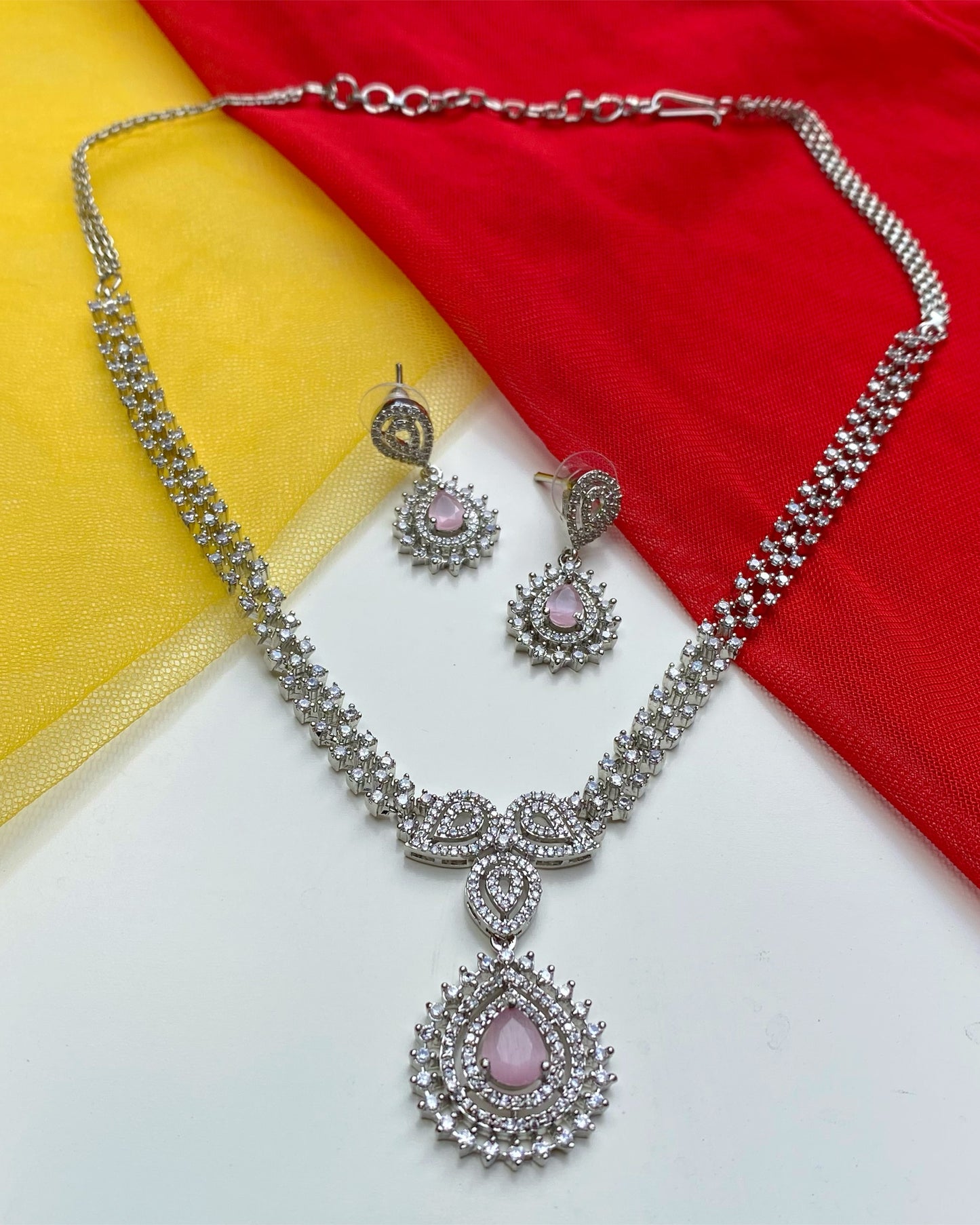 Baby Pink Pear-Drop CZ Set