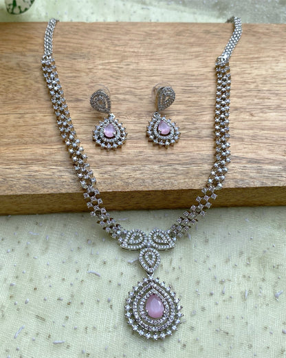 Baby Pink Pear-Drop CZ Set