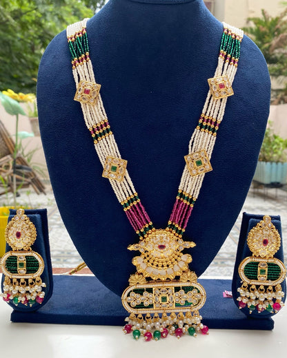 Pink & Green Bead Moissanite Haram Set