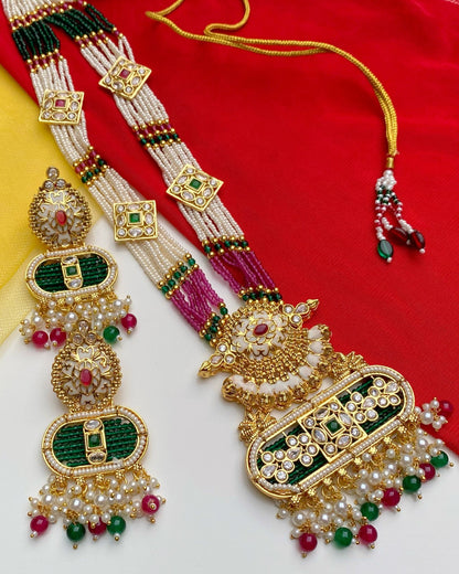 Pink & Green Bead Moissanite Haram Set