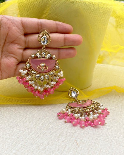 Pastel Pink Chandelier Chandbali Earring