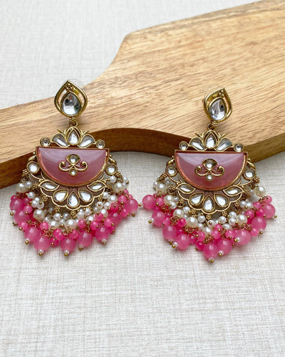 Pastel Pink Chandelier Chandbali Earring