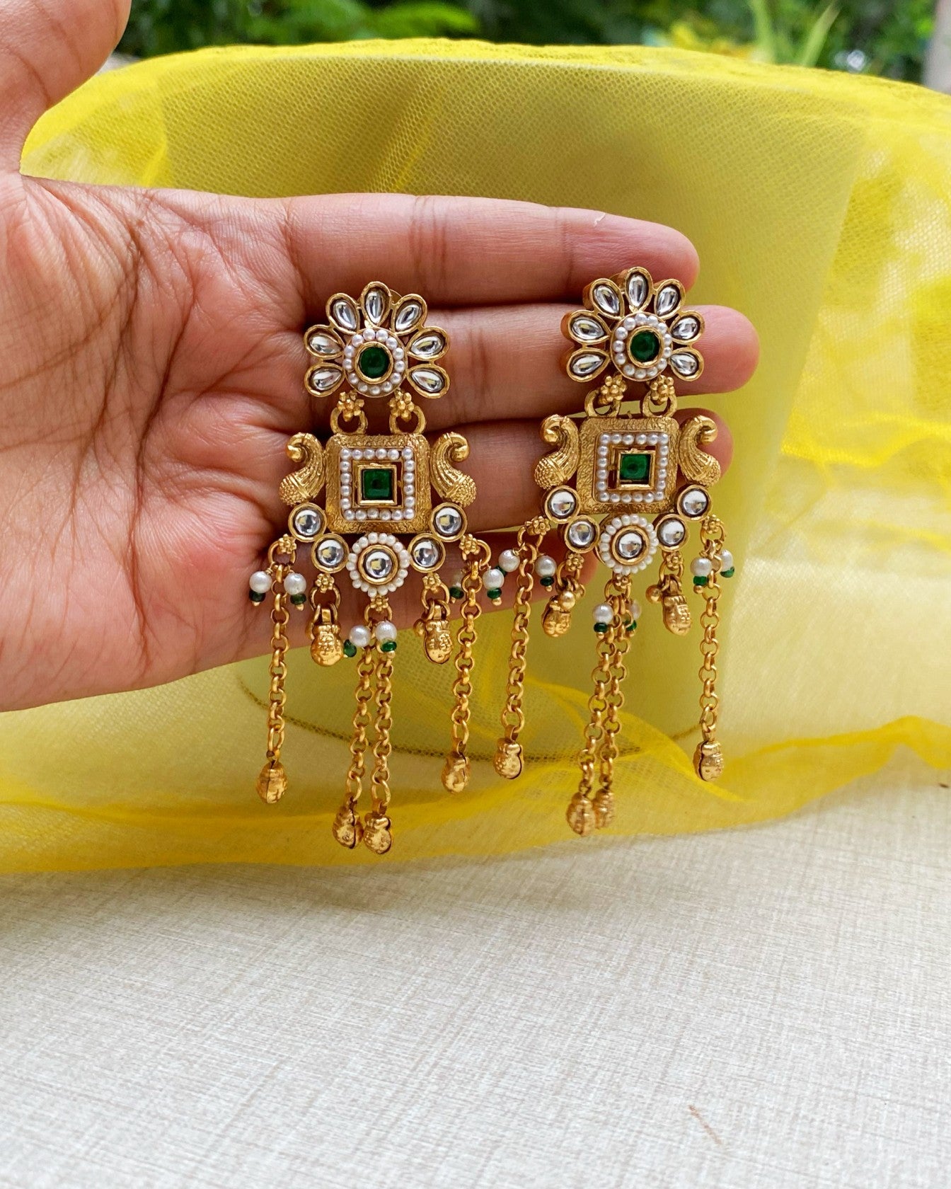 Golden Pahalgam Kashmiri earrings