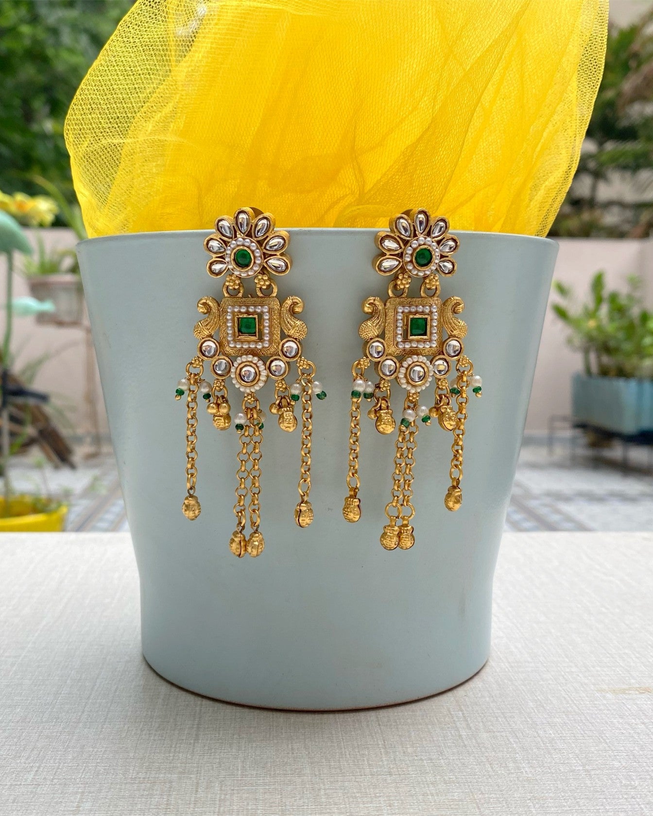 Golden Pahalgam Kashmiri earrings