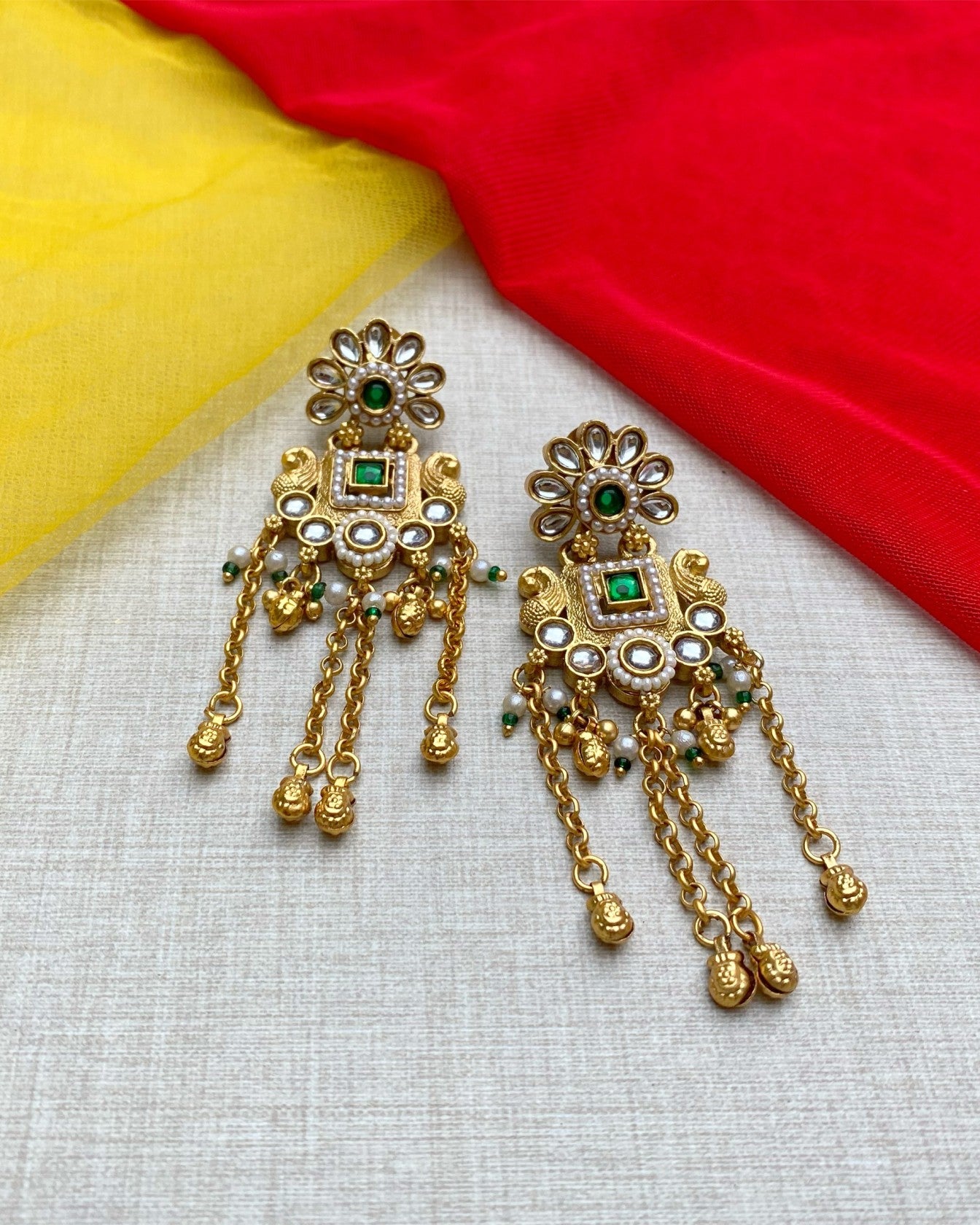 Golden Pahalgam Kashmiri earrings