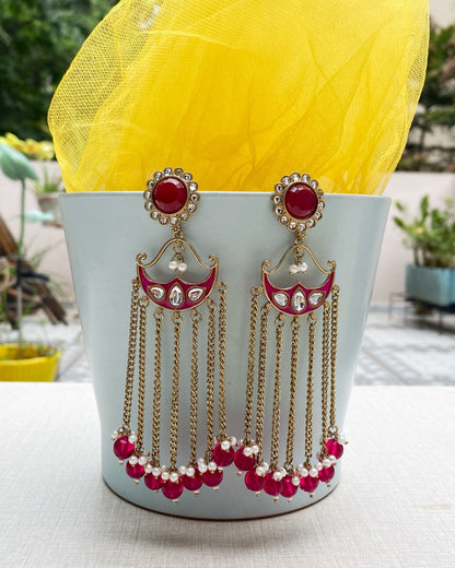 Magenta Pink Gulabo Pearl Drop Earrings
