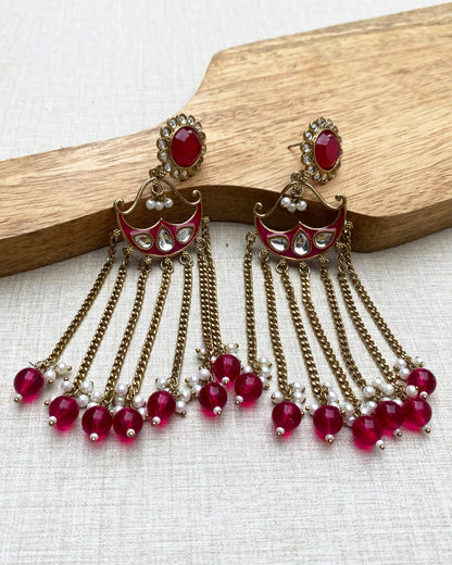 Magenta Pink Gulabo Pearl Drop Earrings