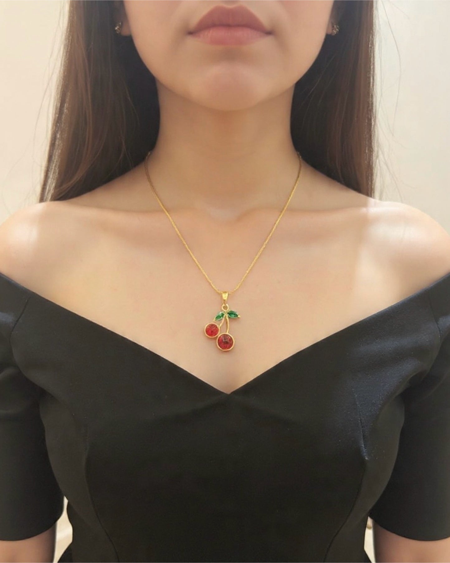 Cherry Pendant Chain Necklace For Women