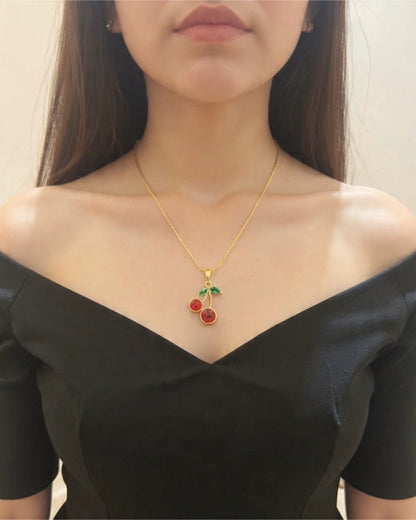 Cherry Pendant Chain Necklace For Women