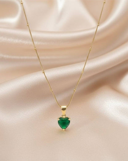 Green Heart Cut Zircon Chain Necklace
