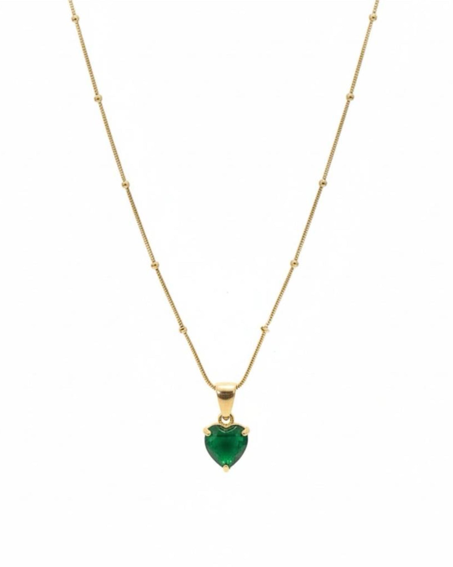 Green Heart Cut Zircon Chain Necklace