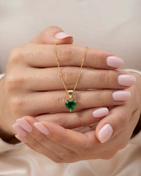 Green Heart Cut Zircon Chain Necklace