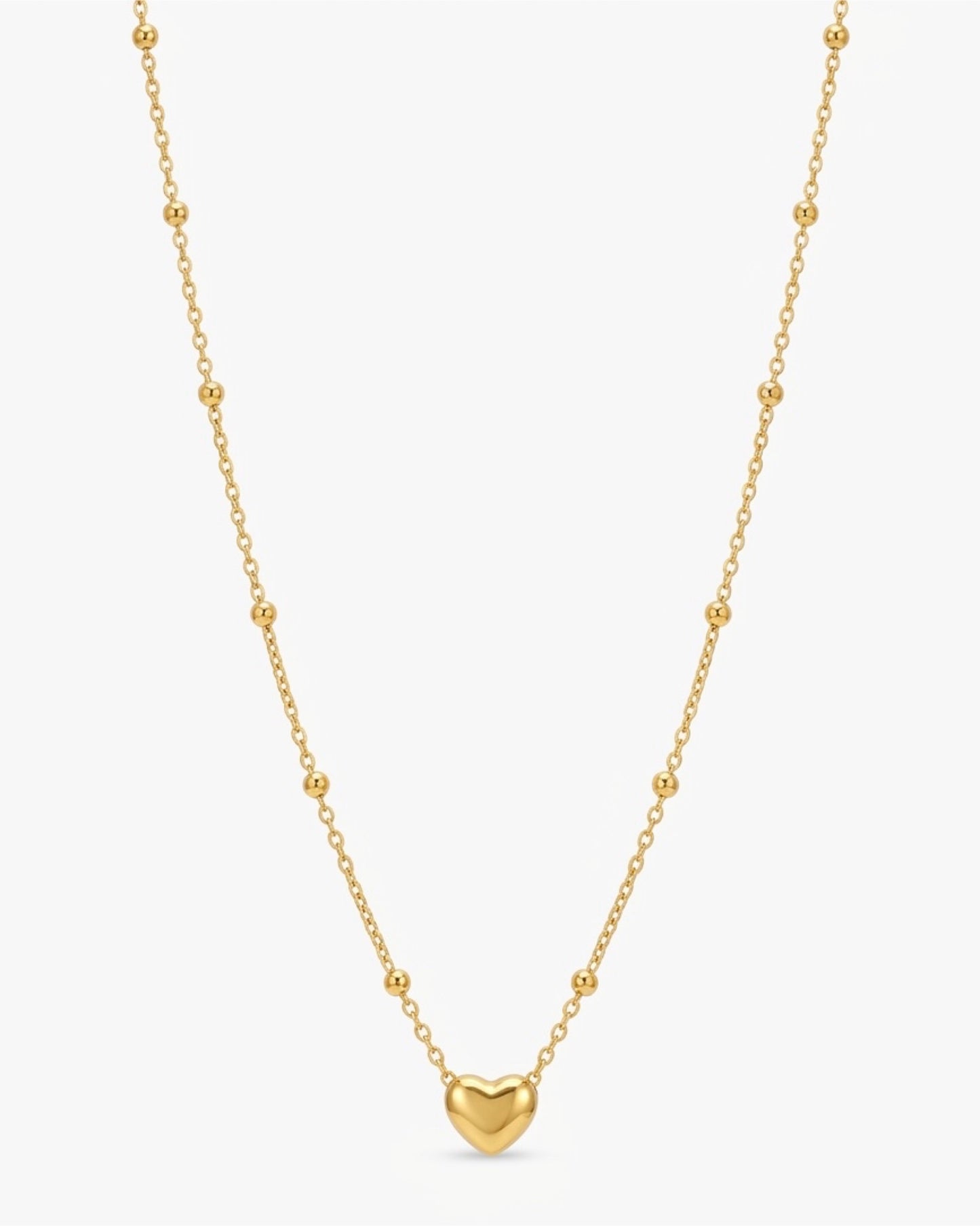 Gold-Plated Heart Pendant Chain Necklace