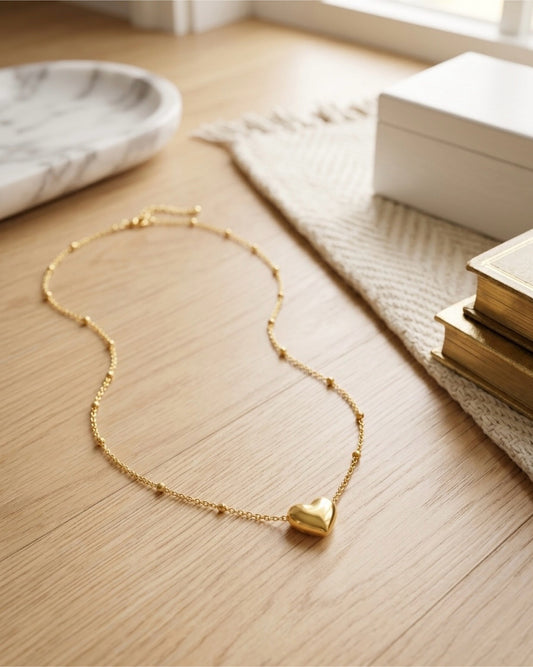 Gold-Plated Heart Pendant Chain Necklace