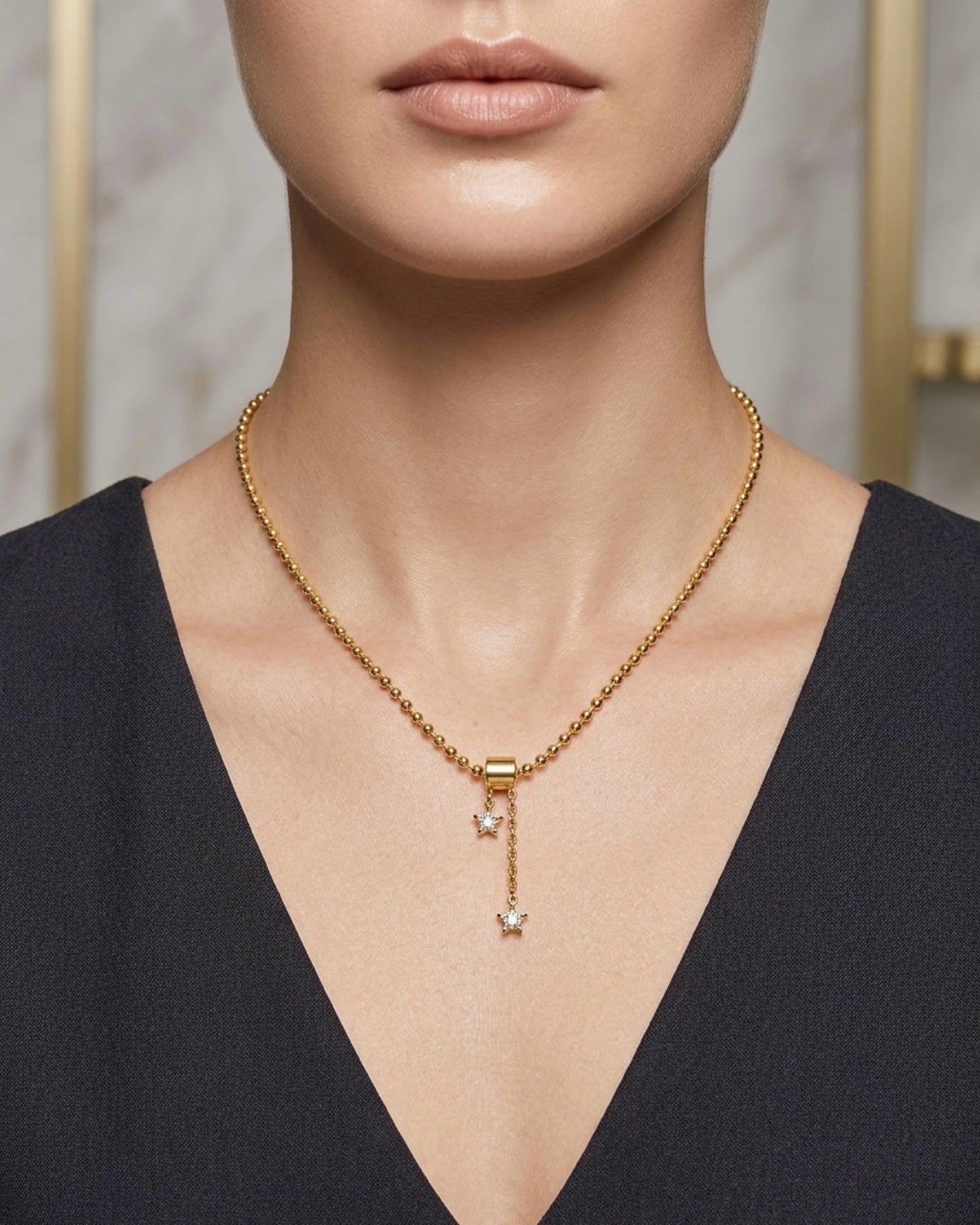 Star Charms Beaded Chain Necklace