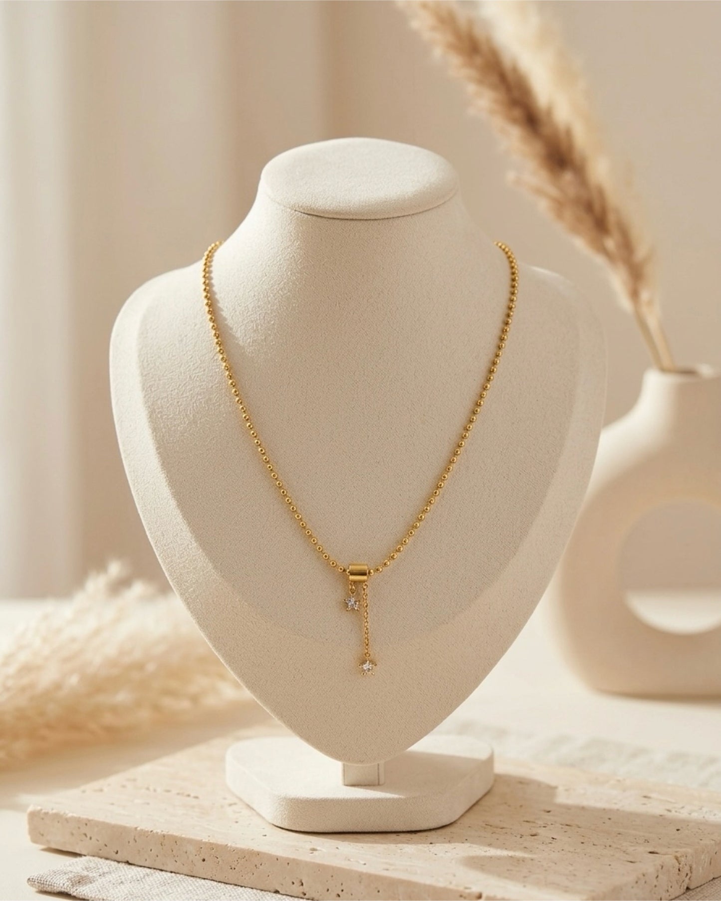 Star Charms Beaded Chain Necklace
