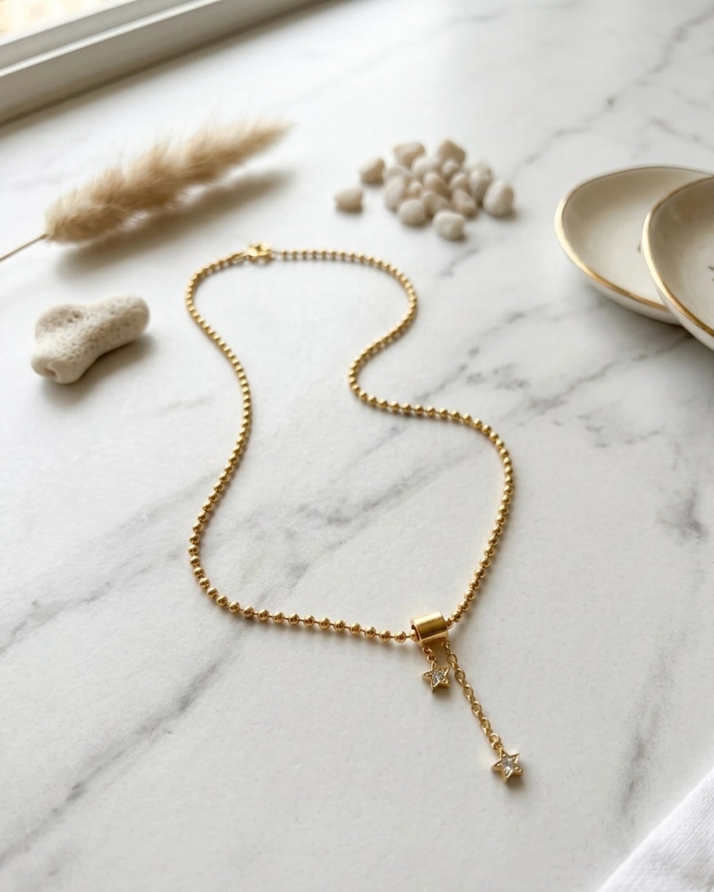 Star Charms Beaded Chain Necklace