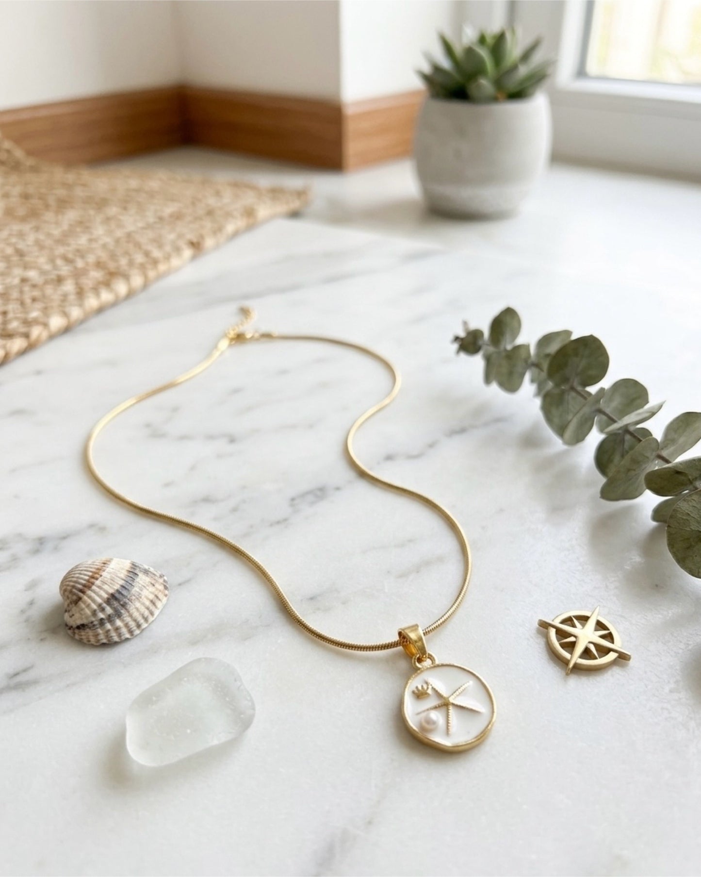 Enamel White Starfish Chain Necklace