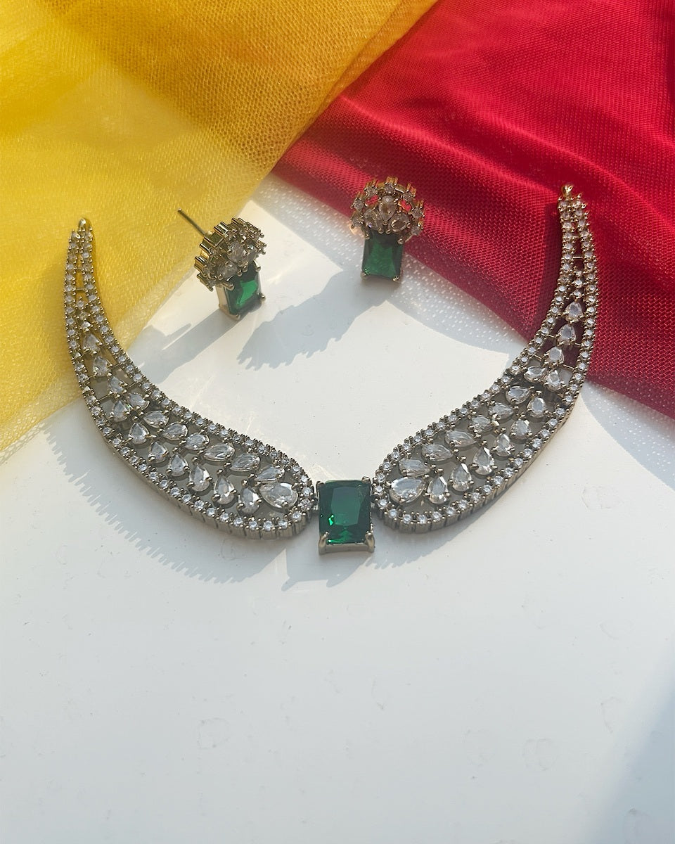 Emerald Green AD Necklace Set