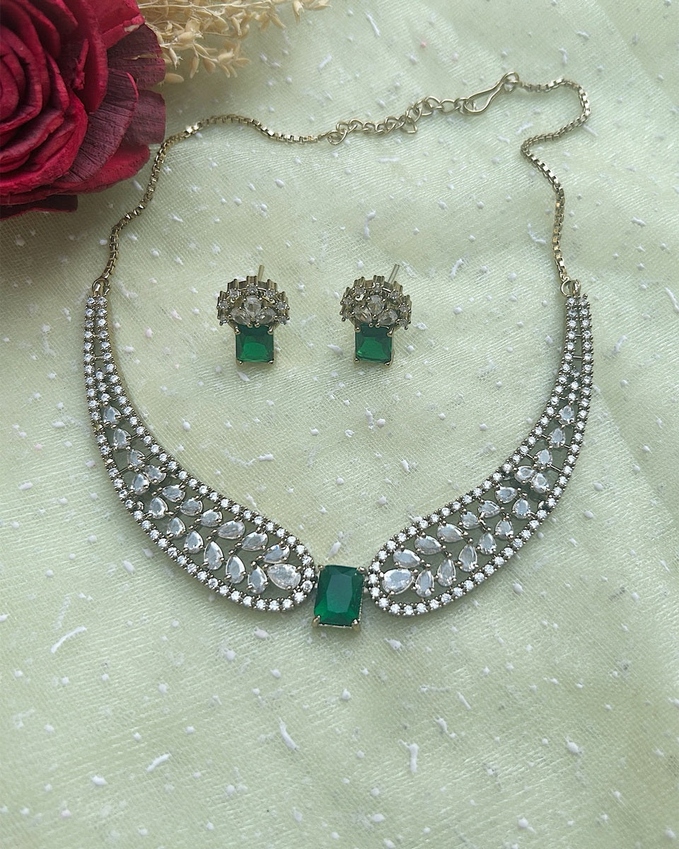 Emerald Green AD Necklace Set