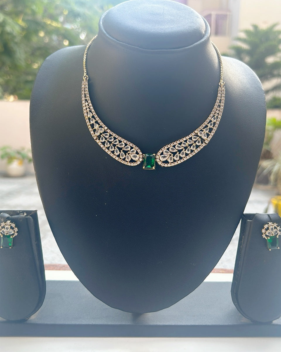 Emerald Green AD Necklace Set