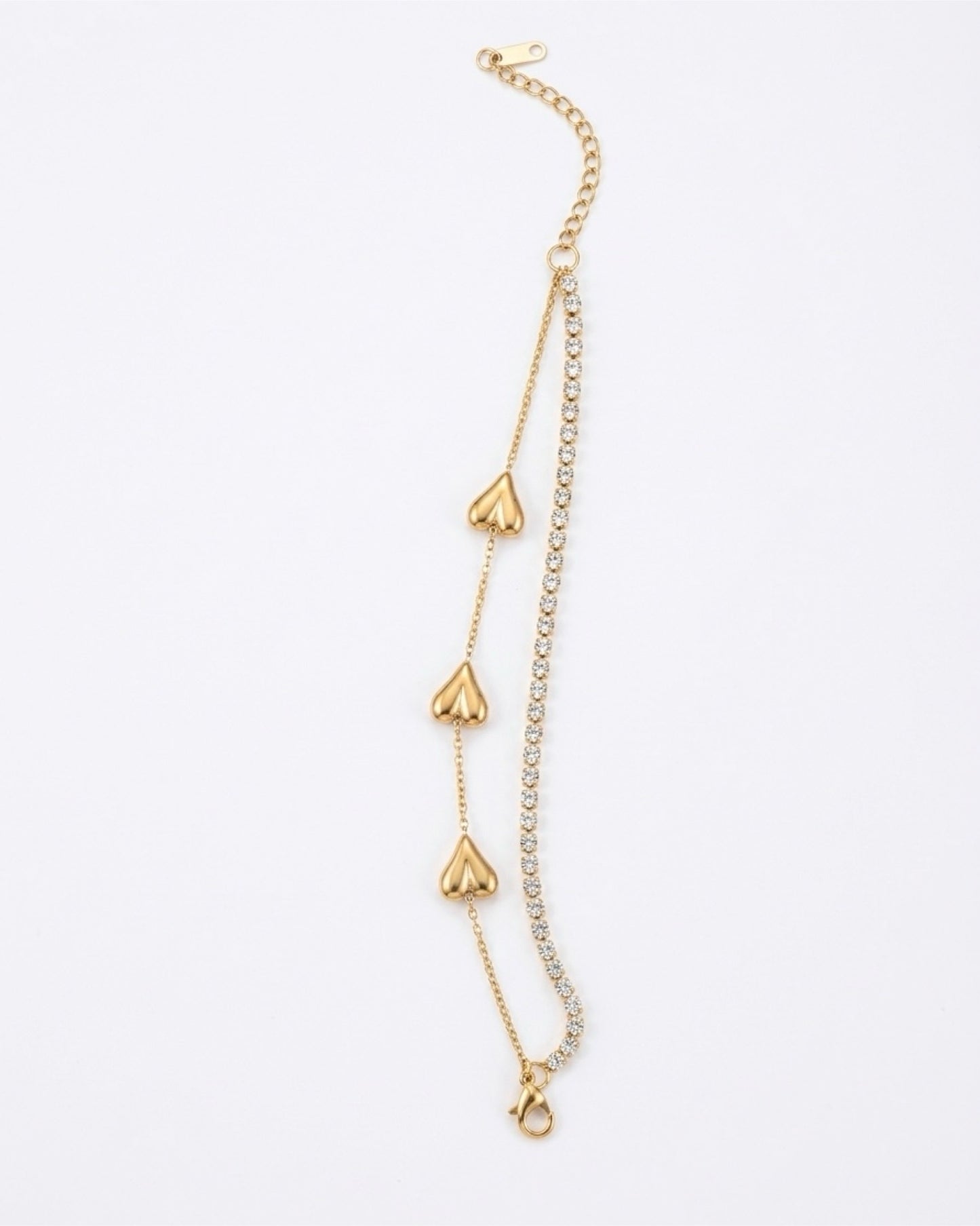 Dual Line Lunar Heart With Tennis Bracelet
